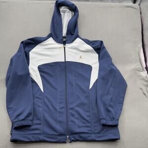 Jordan Hoodie Jacket Mens 2XL Blue White Full Zip Athletic Basketball Pullover